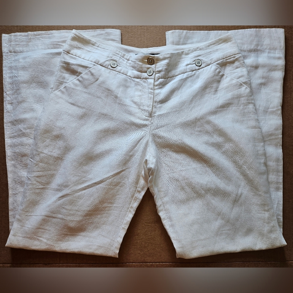 The Limited Off-White Linen Blend Wide Leg Pants